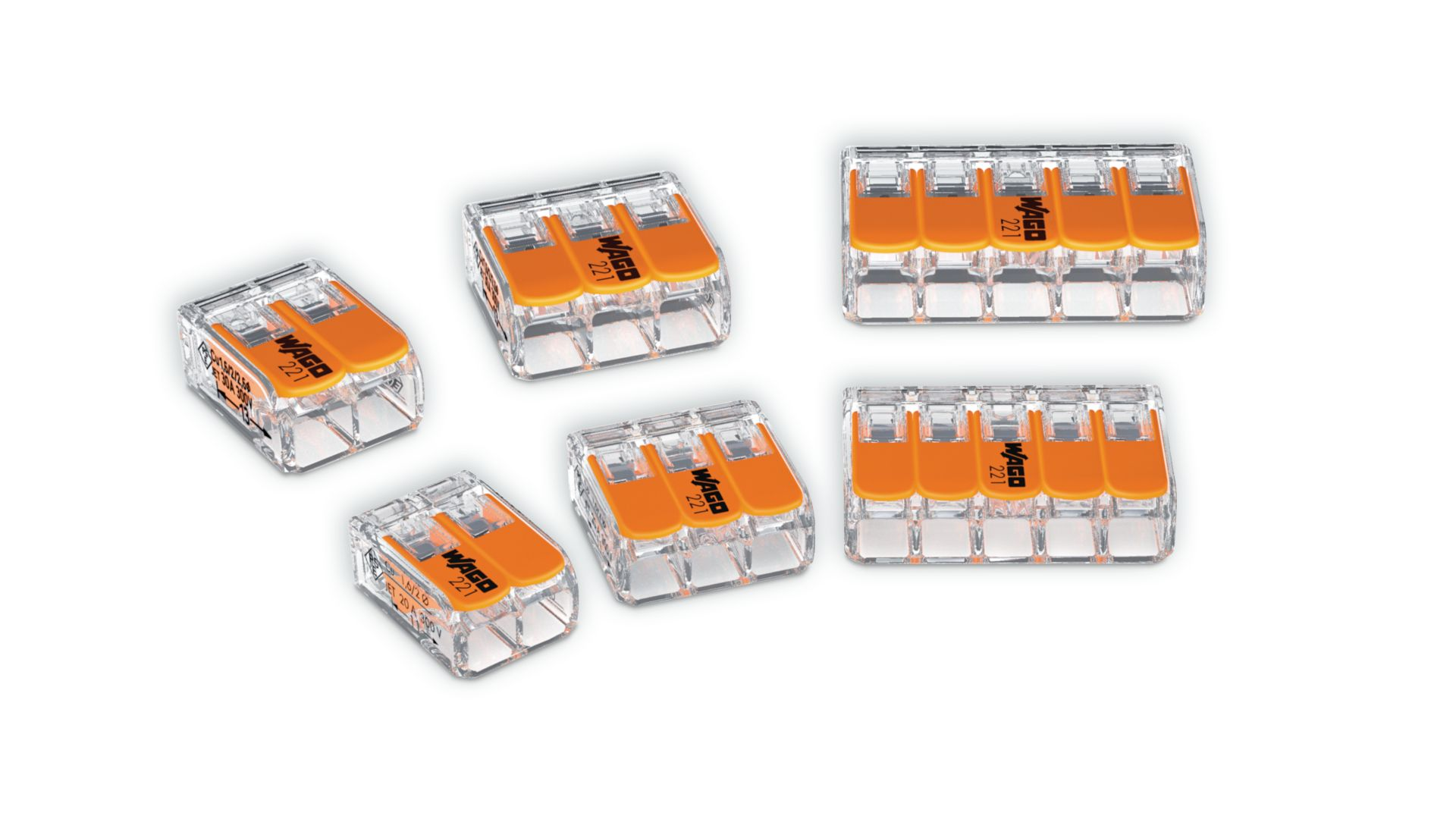 221 Series Lever-Nuts Compact Splicing Connectors connect all conductor types ranging from 24-10 AWG. 