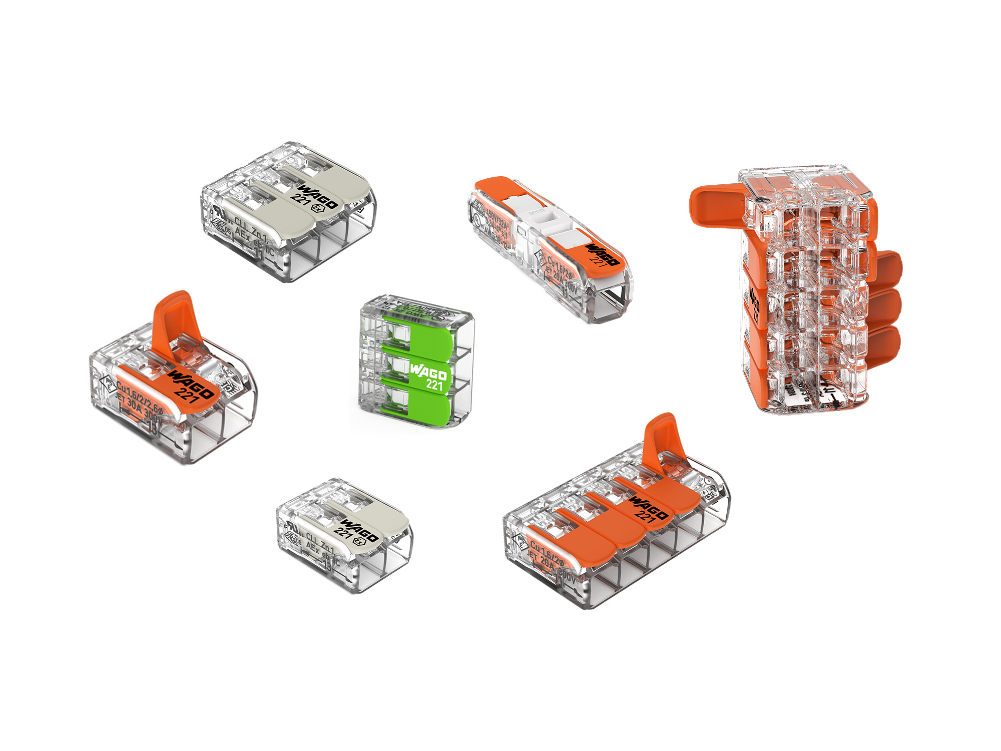 WAGO 221 Series Lever-Nuts, compact wire connectors