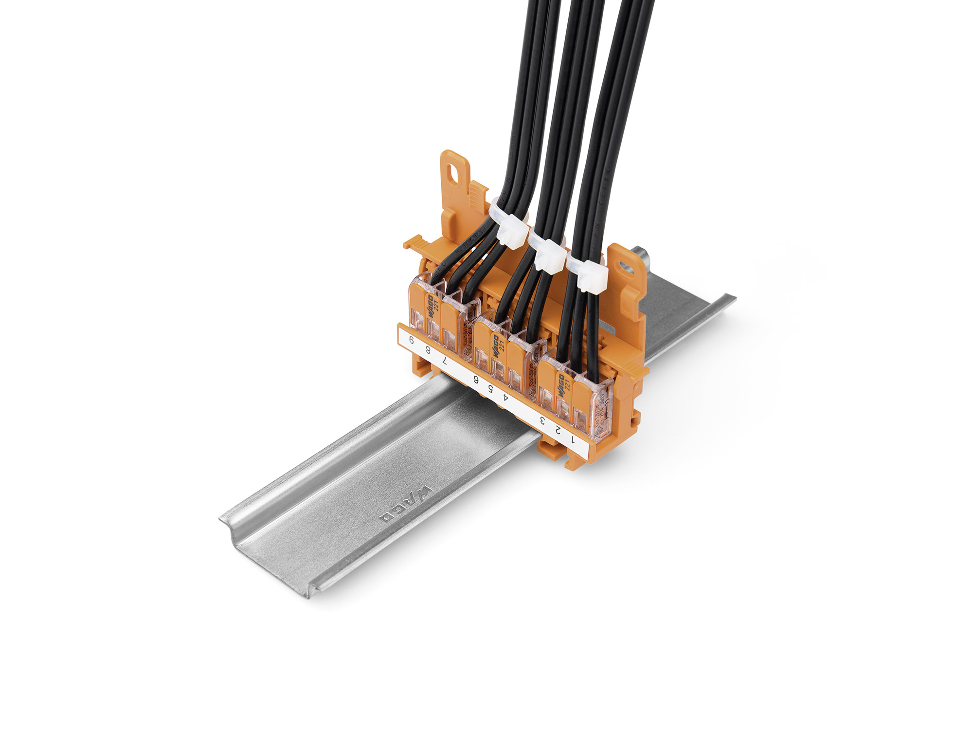 Compact Splicing Connectors 221 Series Lever-Nuts have available for snapping onto the DIN-rail or with screws