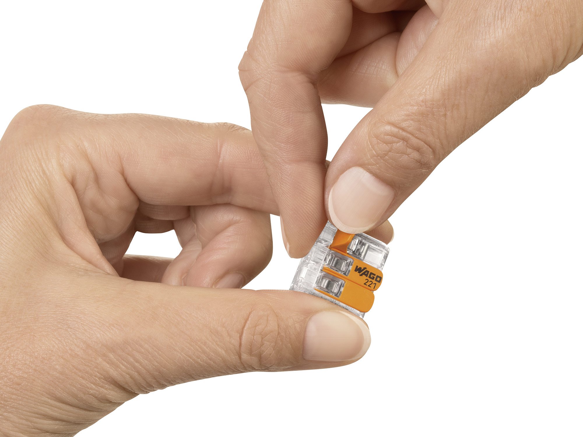 Compact Splicing Connectors 221 series lever-nuts easy to use with levers